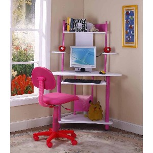 Pink Corner Computer Desk for Kids