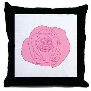 Pink Rose Flower Black and White Decorative Throw Pillow