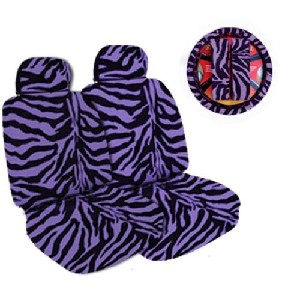 Purple Zebra Car Seat and Headrest Cover Set