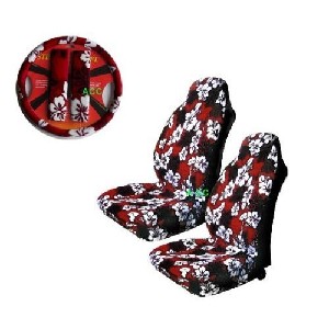 Red Hawaii Hibiscus Floral Print Car Seat Covers