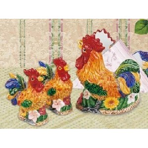 rooster 3d napkin salt pepper shakers