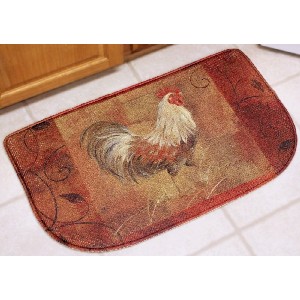 Rooster Memory Foam Kitchen Rug, Country Decor Cushion Slice Rug 18