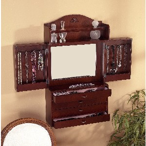 SEI Cherry Wall-Mount Jewelry Armoire