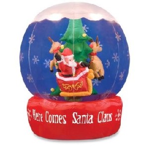 Santa in Sleigh Reindeer and Tree Airblown Globe