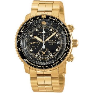 Seiko Men's SNA414 Flight Alarm Chronograph Watch