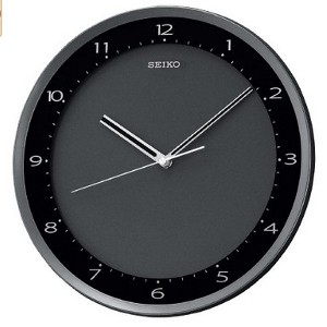 Seiko Wall Clock Black Metallic Case