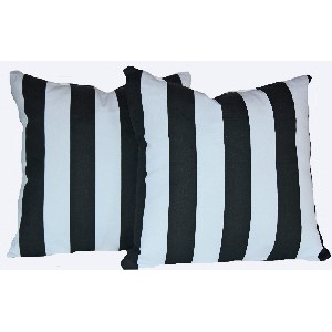 Set of 2 Black and White Stripe Pillows