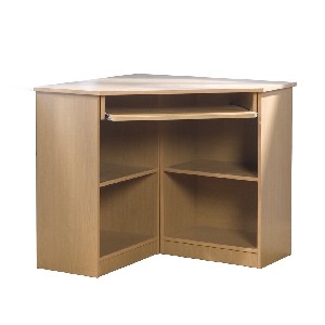 Small Corner Desk with Lower Shelves