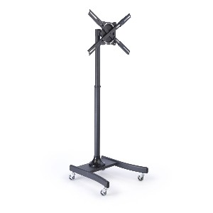Steel Floor TV Stand with Wheels for a 27 to 42 inch Television Height-Adjustable Rotating and Tilting - Black