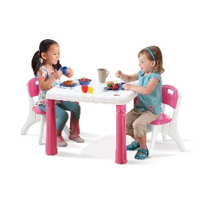 Step2 LifeStyle Kitchen Table and Chairs Set in Pink Plastic