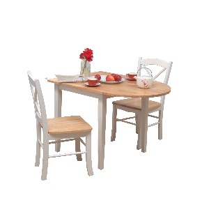 TMS 3pc Tiffany Dining Set in White and Natural