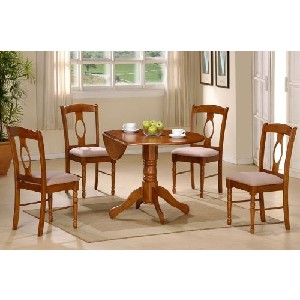 Table Set with Double Drop Leaf Wooden Dining Table and 4 Chairs