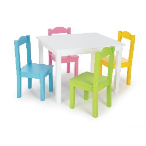 Tot Tutors Kids Table and 4 Chair Set Pastel Wood