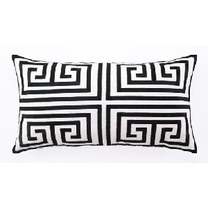 Trina Turk Black Greek Key Embroidered Pillow