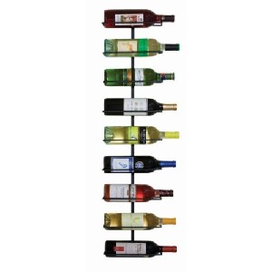 Wall-Mounted Wine Rack, 9-Bottle Capacity, Black