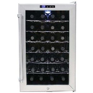 Whynter WC28S SNO 28 Bottle Wine Cooler, Platinum with Lock