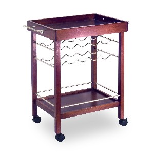 Winsome Wood Bar Tray Cart Espresso Finish