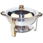 Winware 4 Quart Round Stainless Steel Gold