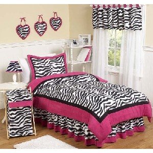 Hot Pink Black and White Funky Zebra Childrens Bedding